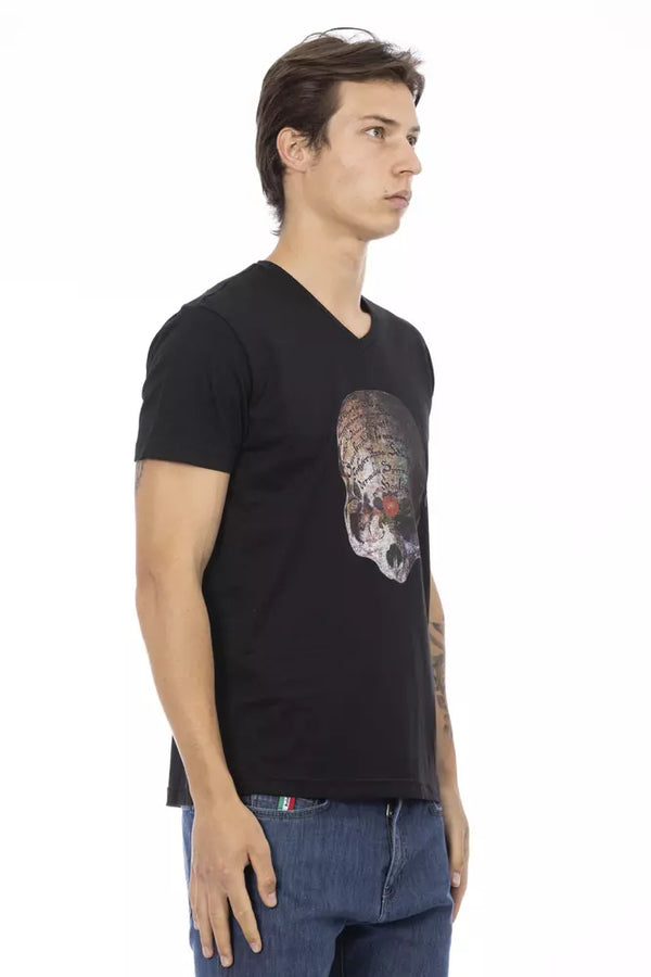 Black Cotton Men T-Shirt Trussardi Action