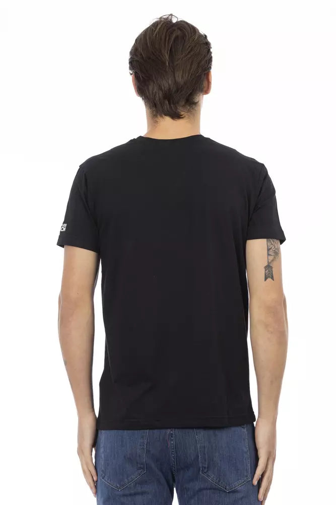 Black Cotton Men T-Shirt Trussardi Action