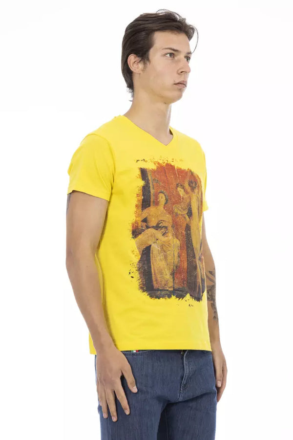 Yellow Cotton Men T-Shirt Trussardi Action