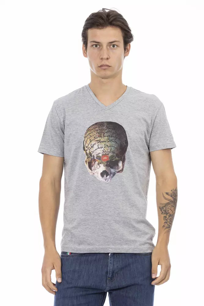 Gray Cotton Men T-Shirt Trussardi Action