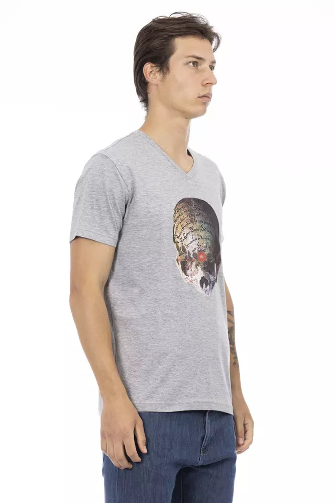 Gray Cotton Men T-Shirt Trussardi Action