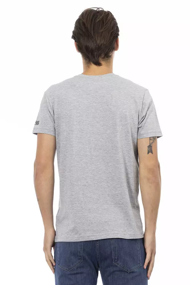 Gray Cotton Men T-Shirt Trussardi Action