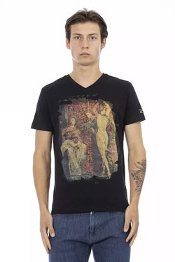 Black Cotton Men T-Shirt Trussardi Action