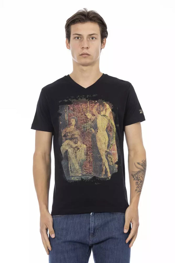 Black Cotton Men T-Shirt Trussardi Action
