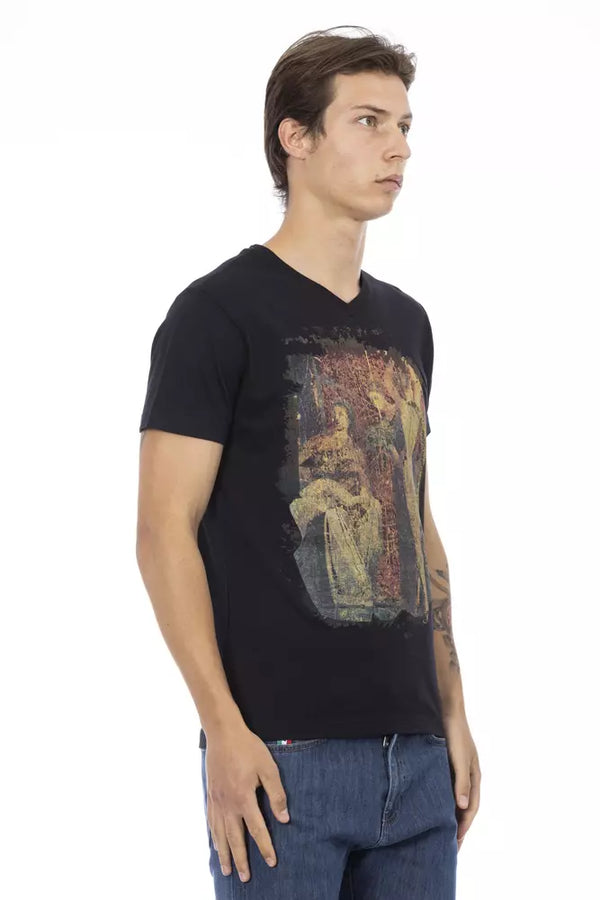 Black Cotton Men T-Shirt Trussardi Action