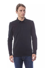 Black Cotton Men Polo Shirt Verri