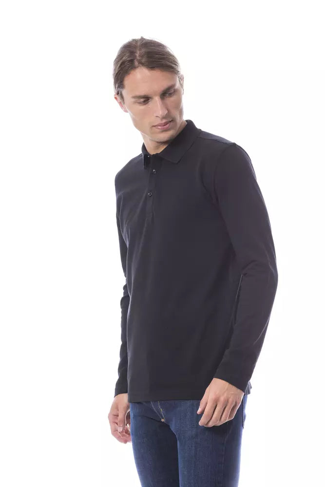 Black Cotton Men Polo Shirt Verri