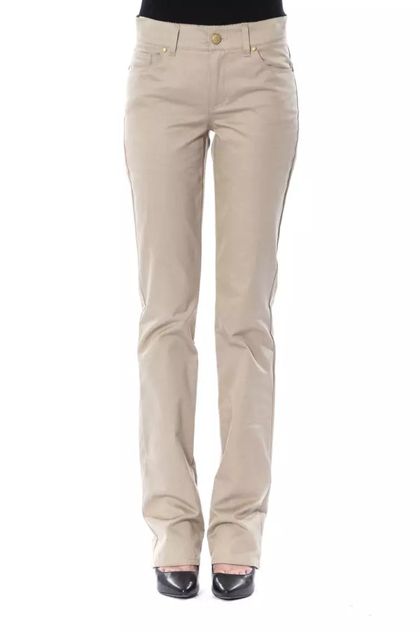 Beige Cotton Women Pants BYBLOS