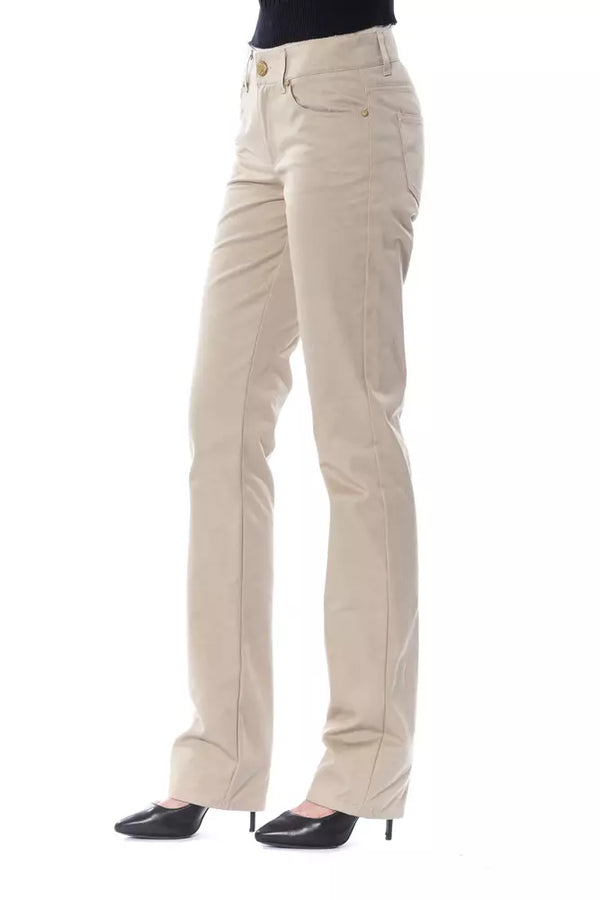 Beige Cotton Women Pants BYBLOS