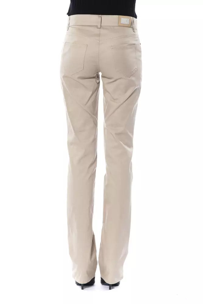 Beige Cotton Women Pants BYBLOS