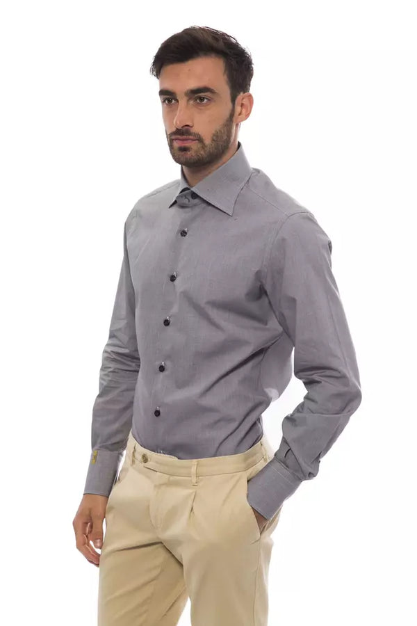 Black Cotton Men Shirt Billionaire Italian Couture