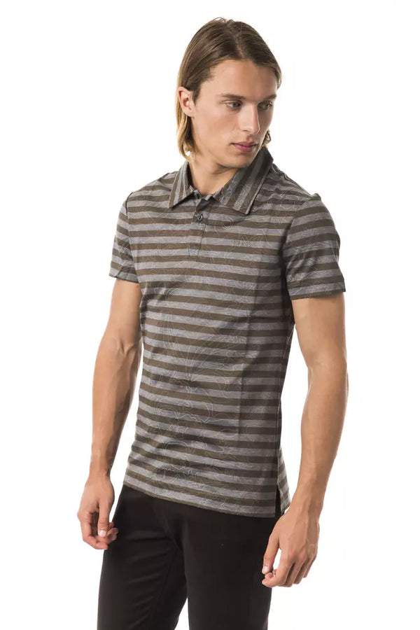 Gray Cotton Men Polo Shirt BYBLOS