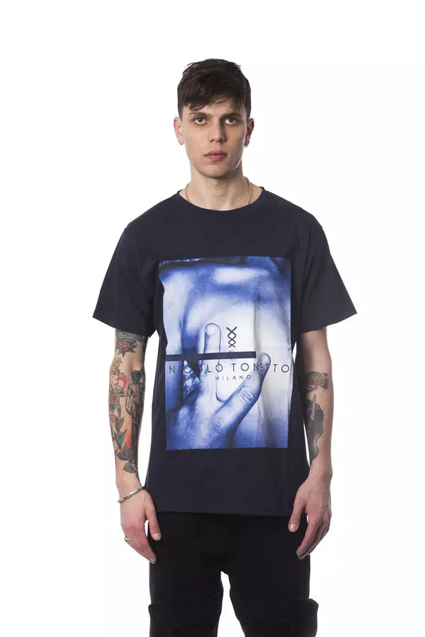 Blue Cotton Men T-Shirt Nicolo Tonetto