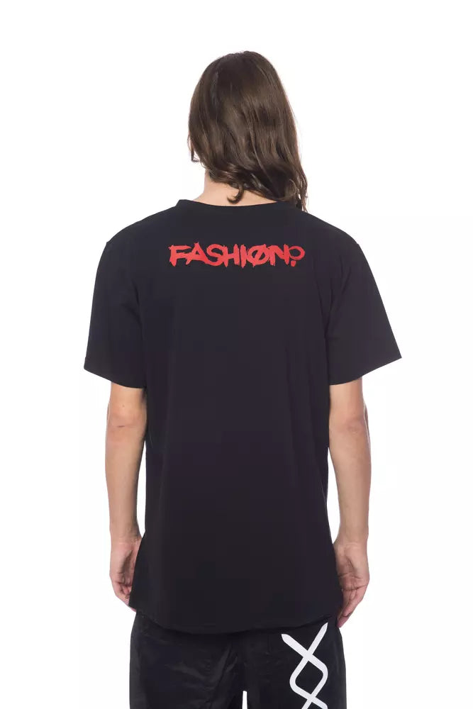 Black Cotton Men T-Shirt Nicolo Tonetto