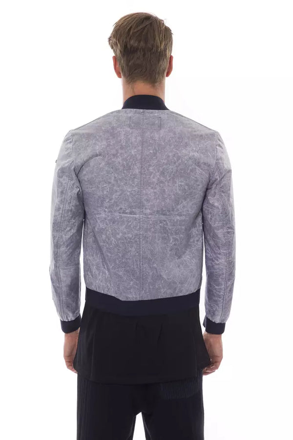 Gray Polyester Men Bomber Jacket Nicolo Tonetto