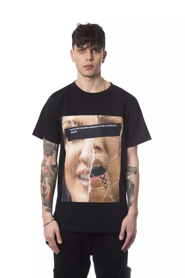 Black Cotton Men T-Shirt Nicolo Tonetto