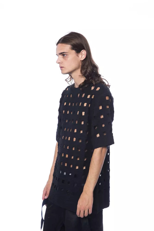 Black Cotton Men T-Shirt Nicolo Tonetto