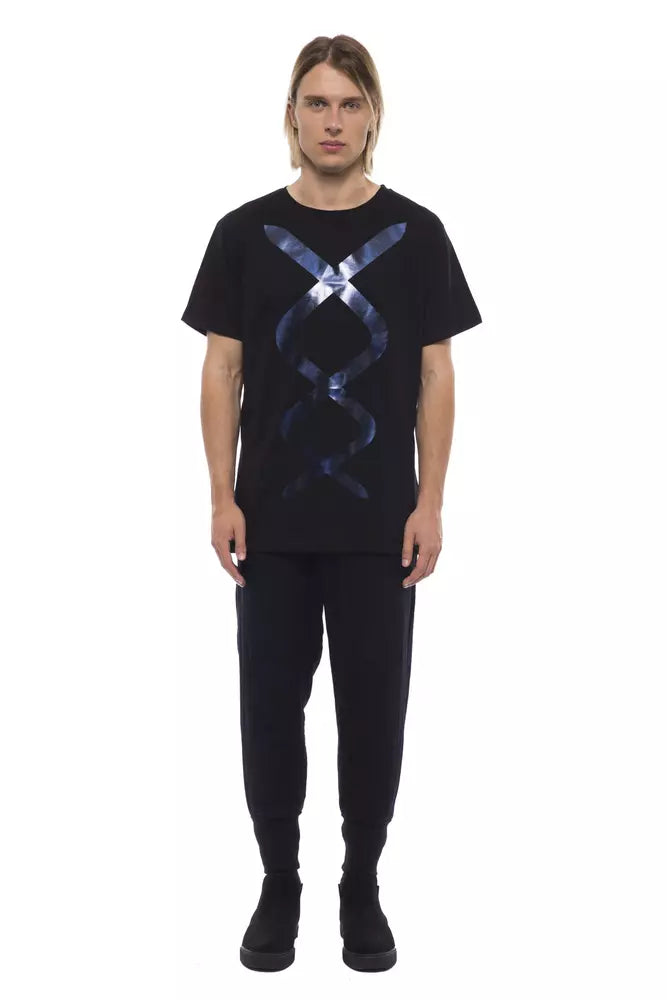Black Cotton Men T-Shirt Nicolo Tonetto