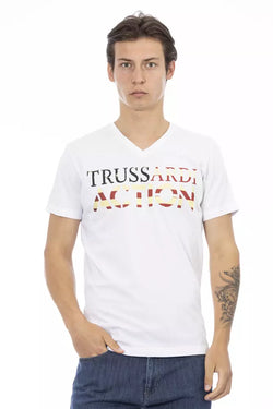 White Cotton Men T-Shirt Trussardi Action