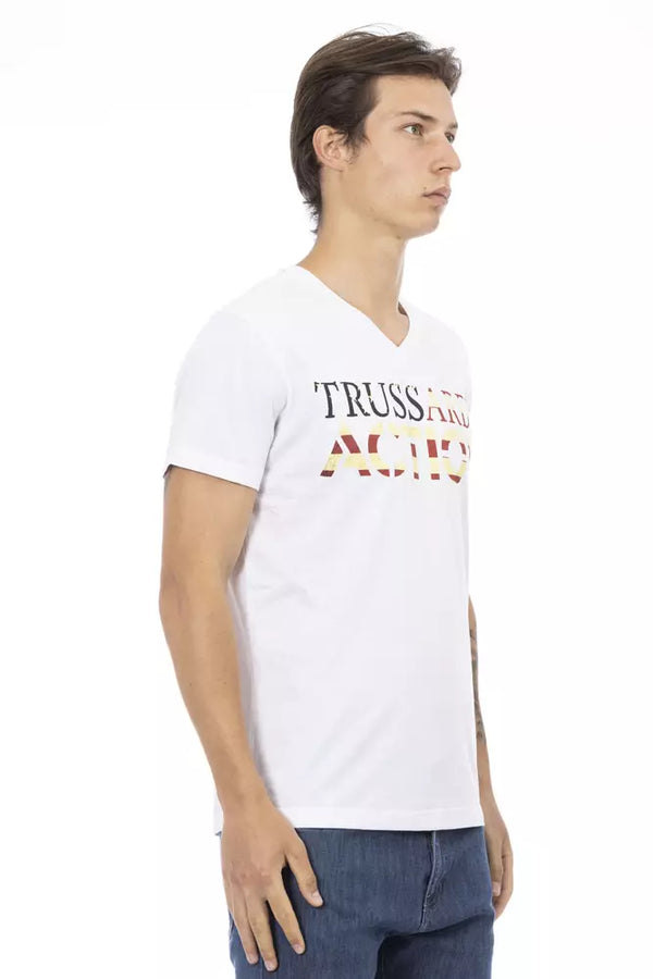 White Cotton Men T-Shirt Trussardi Action