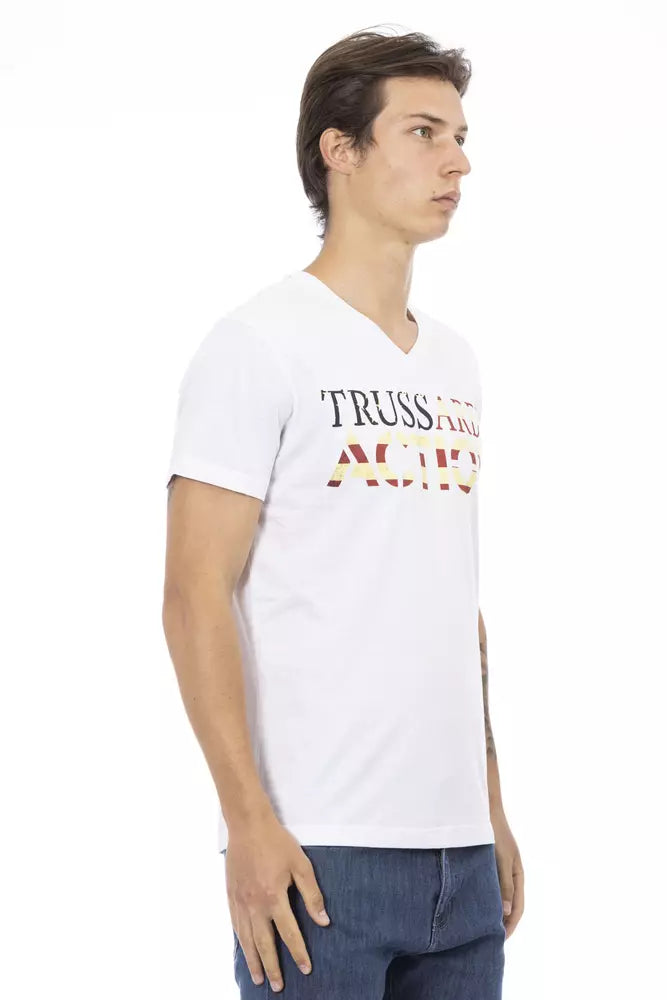 White Cotton Men T-Shirt Trussardi Action