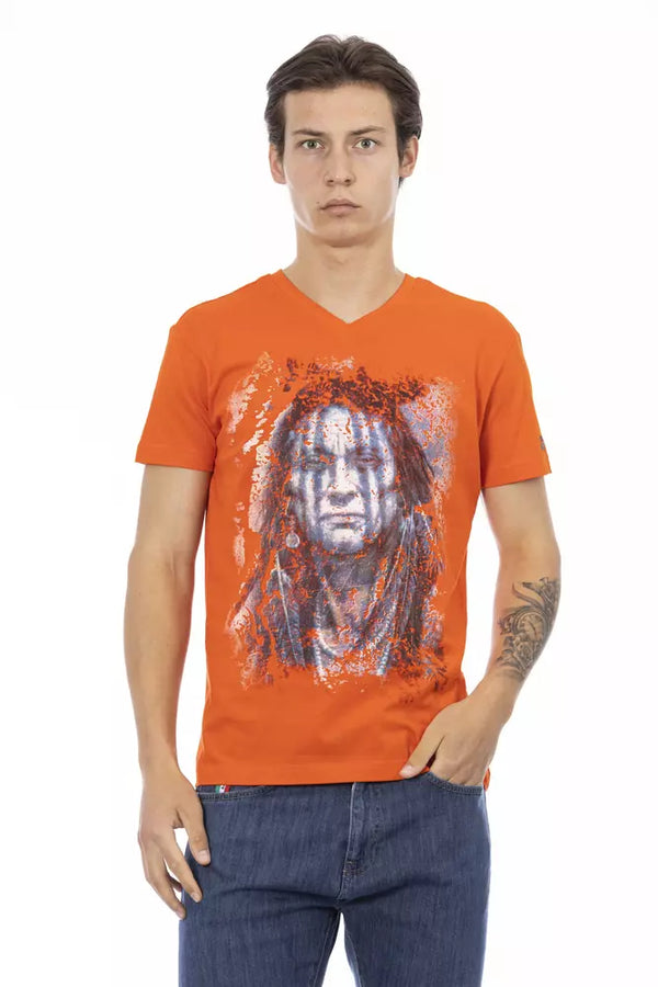Orange Cotton Men T-Shirt Trussardi Action