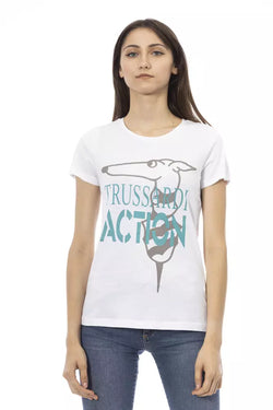 Chic White Printed Tee: Summer Wardrobe Essential Trussardi Action