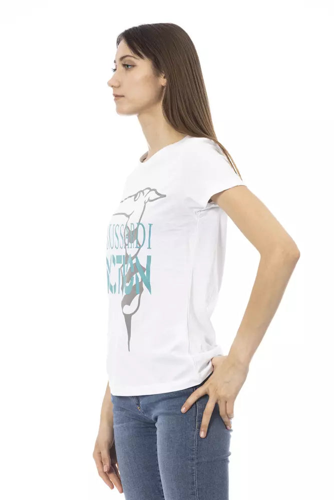 Chic White Printed Tee: Summer Wardrobe Essential Trussardi Action