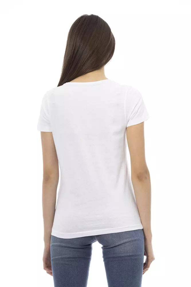 Chic White Printed Tee: Summer Wardrobe Essential Trussardi Action