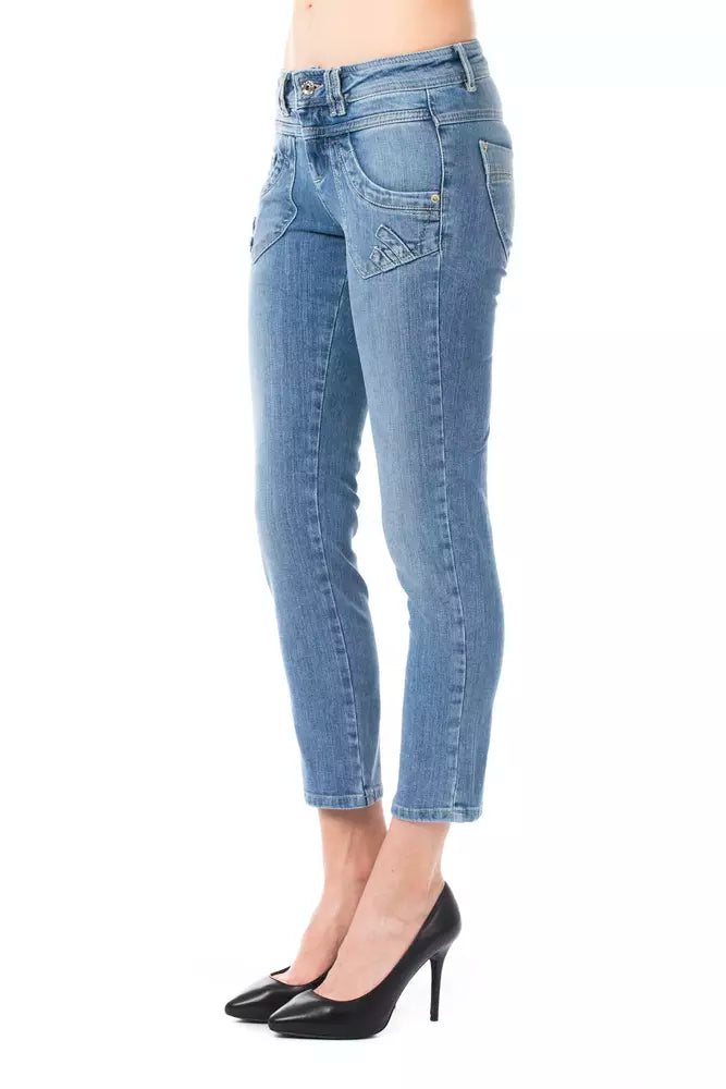 Light Blue Cotton Women Jeans Ungaro Fever