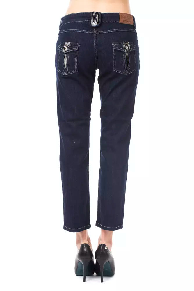 Blue Cotton Women Capri Jeans Ungaro Fever