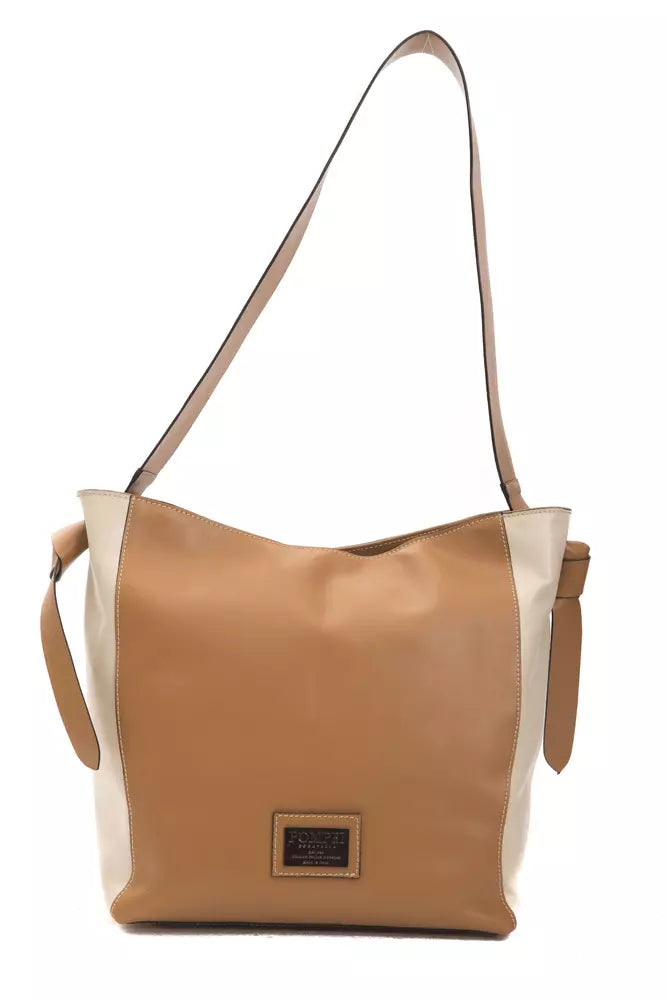 Brown Leather Women Shoulder Bag Pompei Donatella