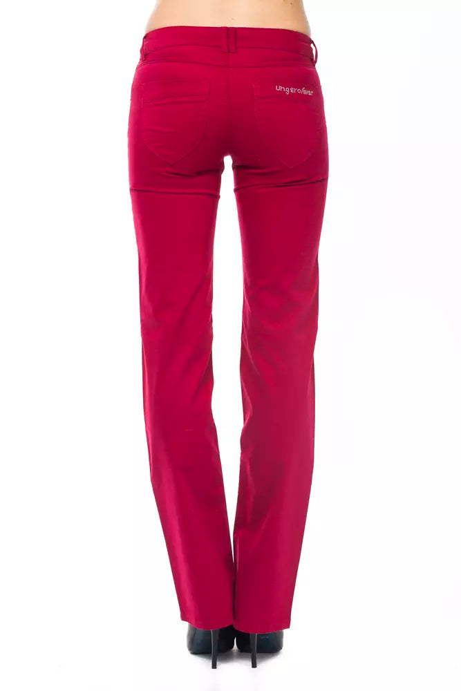 Red Cotton Women Pants Ungaro Fever