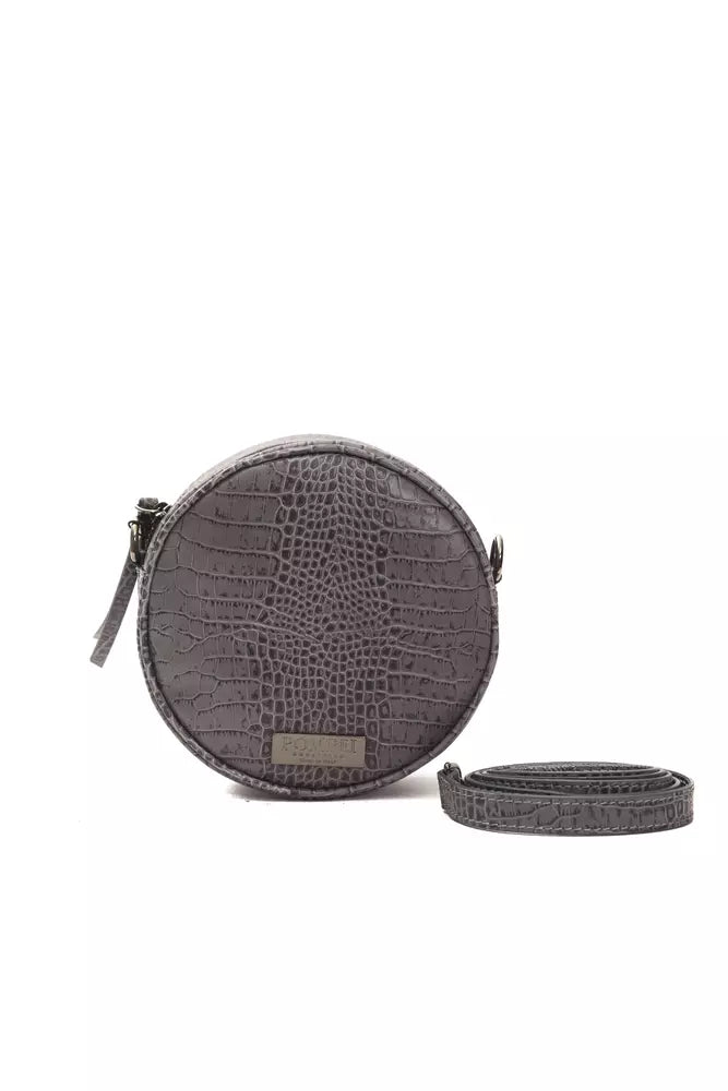 Gray Leather Women Crossbody Bag Pompei Donatella