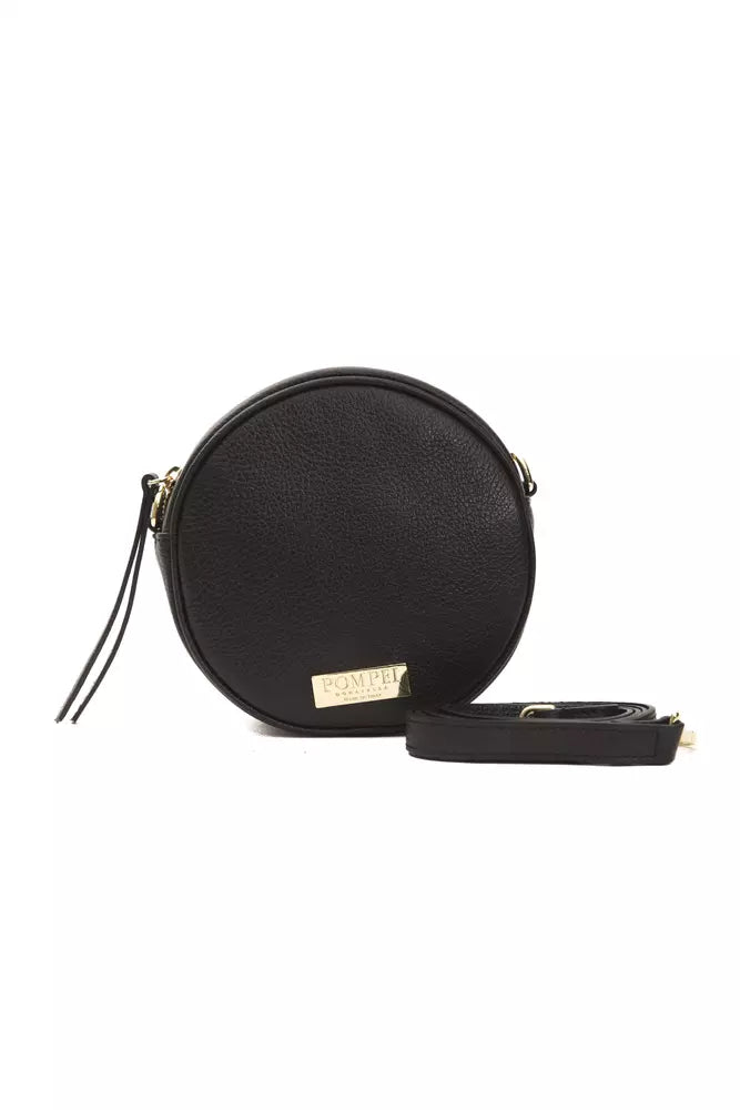 Black Leather Women Crossbody Bag Pompei Donatella