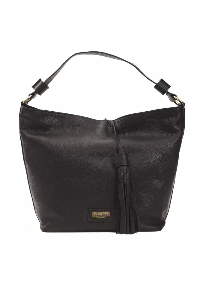 Black Leather Women Shoulder Bag Pompei Donatella