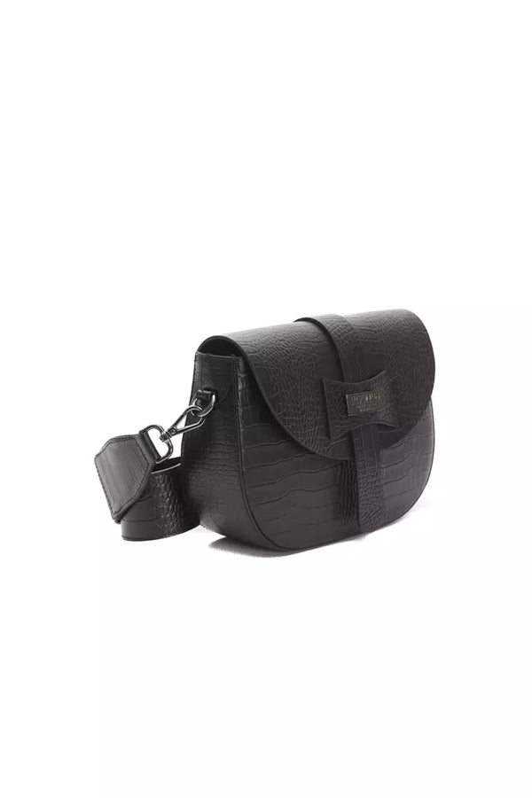 Black Leather Women Crossbody Pompei Donatella