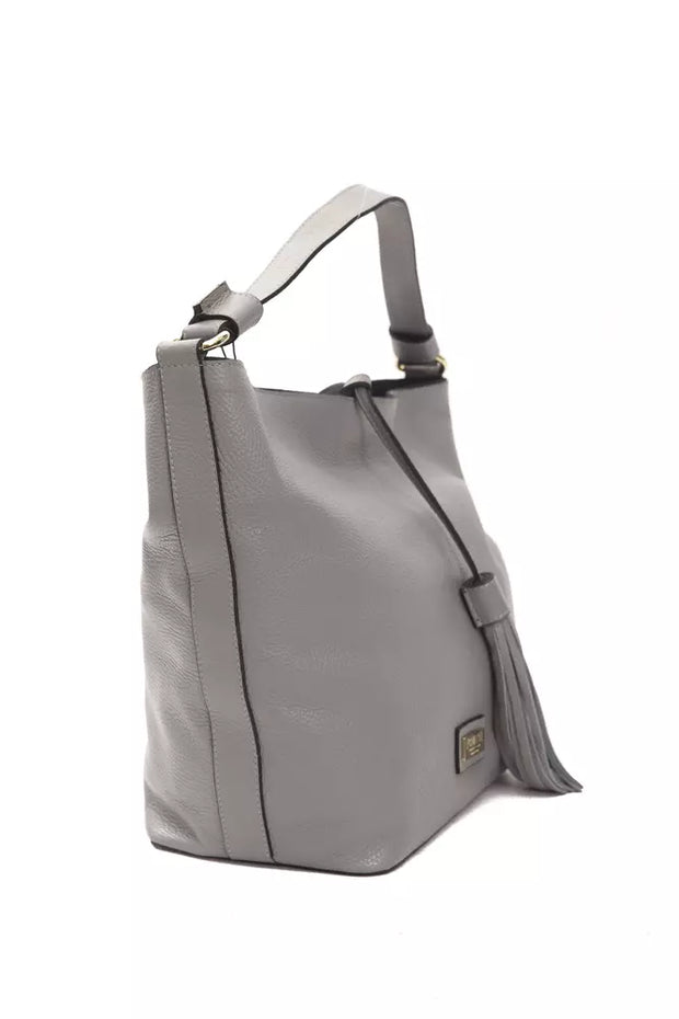 Gray Leather Women Shoulder Bag Pompei Donatella