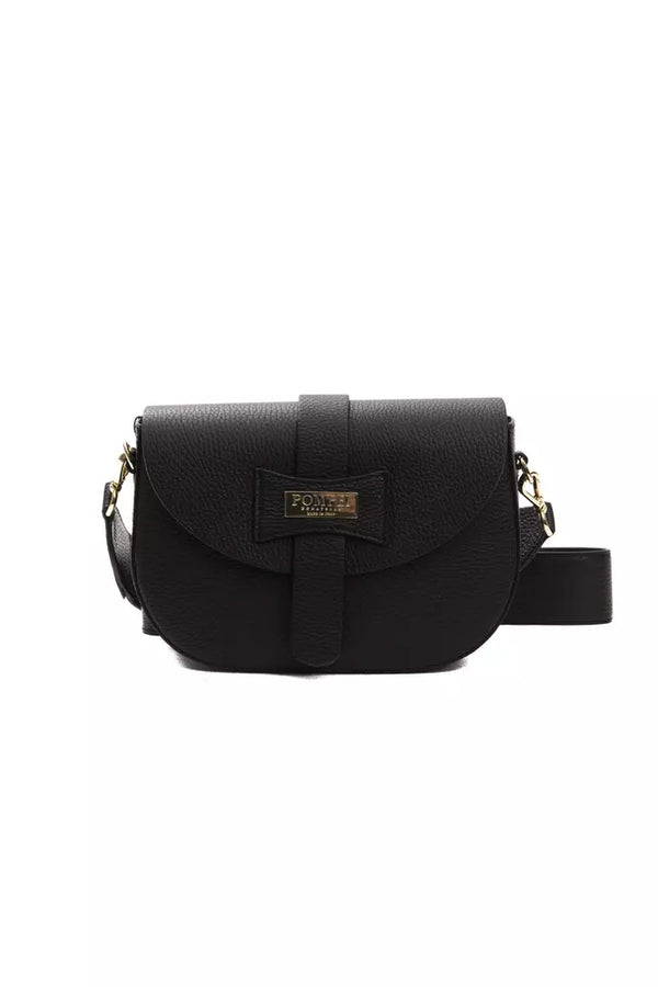 Black Leather Women Crossbody Bag Pompei Donatella