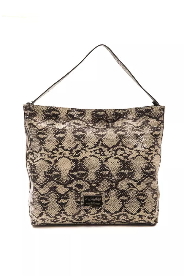 Gray Leather Women Shoulder Bag Pompei Donatella