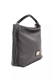 Gray Leather Women Shoulder Bag Pompei Donatella