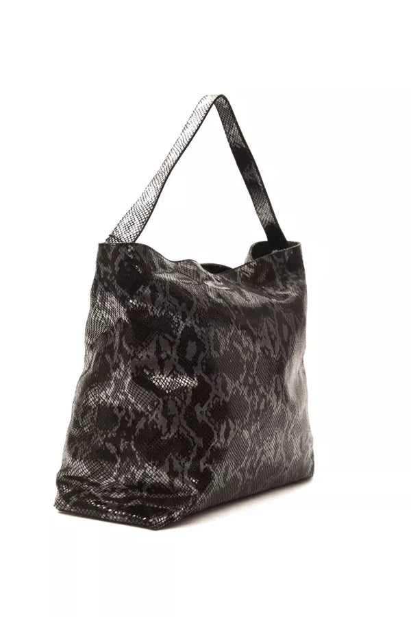 Gray Leather Women Shoulder Bag Pompei Donatella