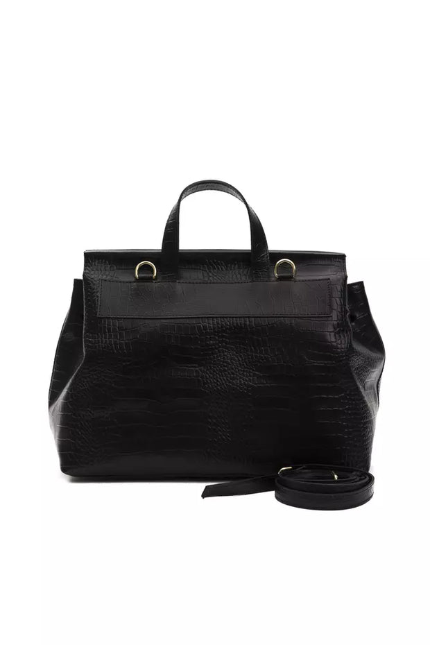 Black Leather Women Handbag Pompei Donatella