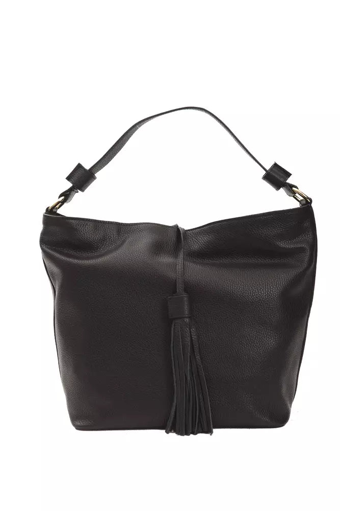 Black Leather Women Shoulder Bag Pompei Donatella