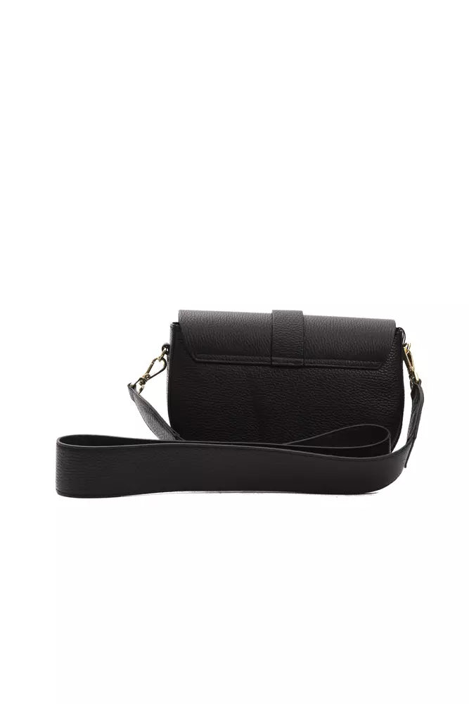 Black Leather Women Crossbody Bag Pompei Donatella