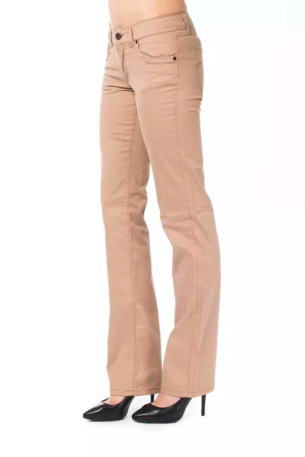 Beige Cotton Women Pant Ungaro Fever