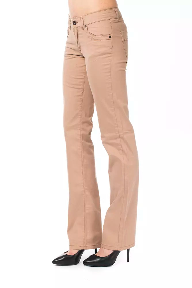 Beige Cotton Women Pant Ungaro Fever