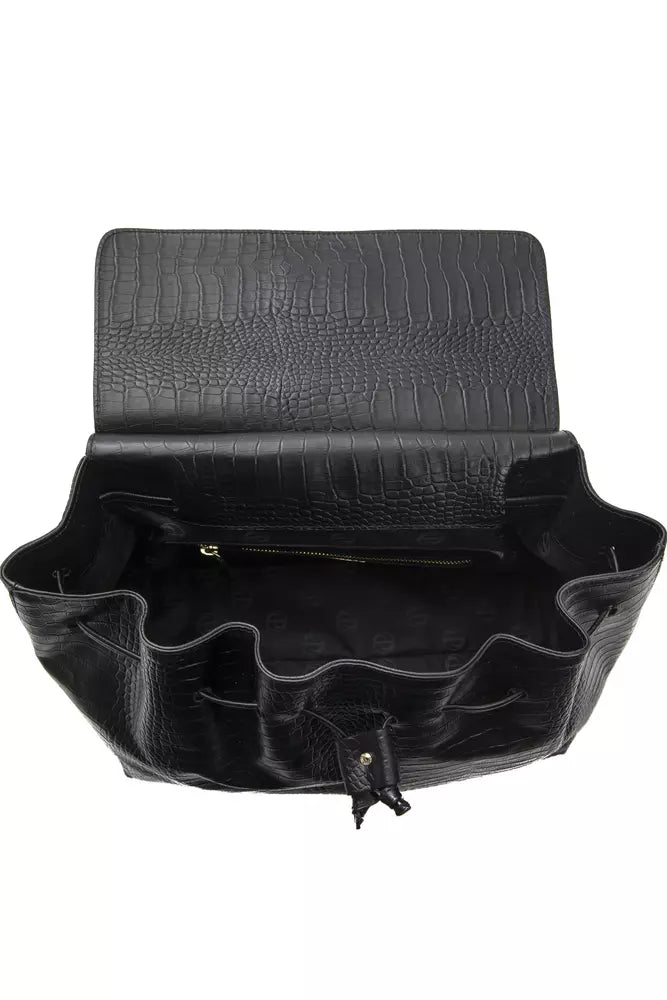 Black Leather Women Handbag Pompei Donatella