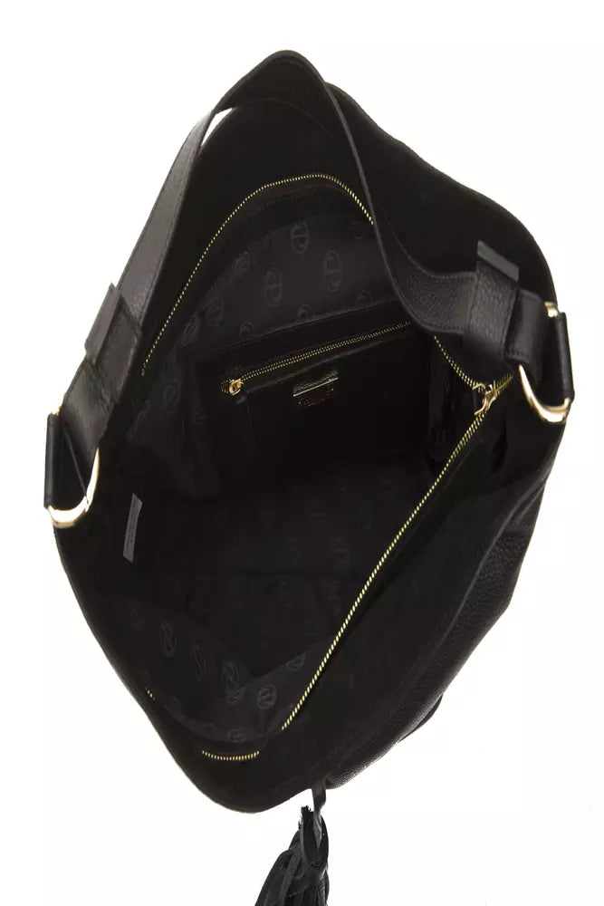 Black Leather Women Shoulder Bag Pompei Donatella