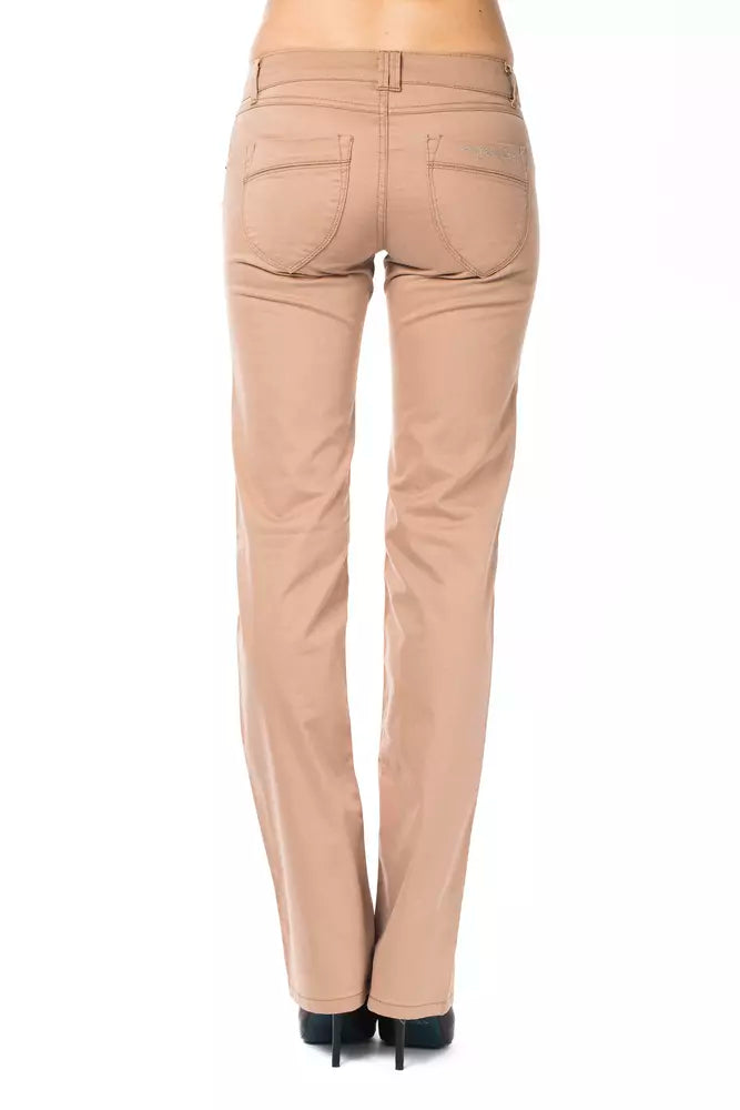 Beige Cotton Women Pant Ungaro Fever